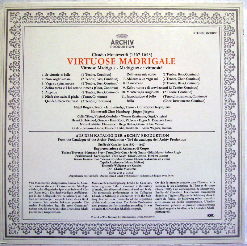 Archiv Produktion 2533 087 - Claudio Monteverdi, Nigel Rogers (2 - Image 2