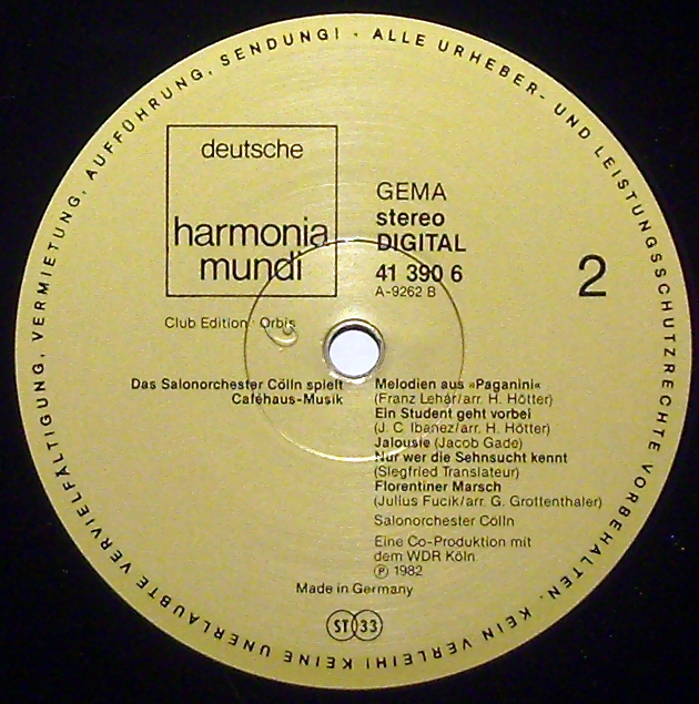 Deutsche Harmonia Mundi 1C 067 1999471 - Das Salonorchester Cöll - Image 3