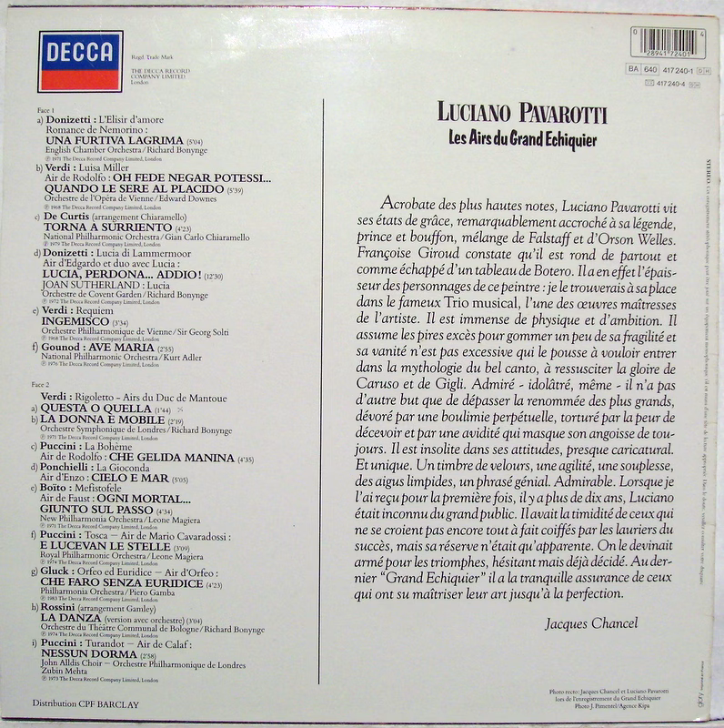 DECCA 417 240-1 - Luciano Pavarotti - Les Airs Du Grand Echiquie - Image 2