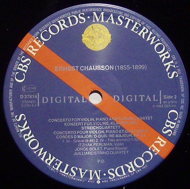 CBS Masterworks D37814 - Itzhak Perlman, Jorge Bolet, Juilliard - Image 5