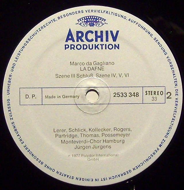Archiv Produktion 2533 348 - Marco Da Gagliano, Jürgen Jürgens - - Image 3