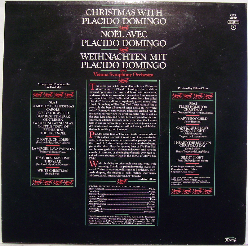 CBS 73635 - Placido Domingo, Wiener Symphoniker - Christmas With - Image 2