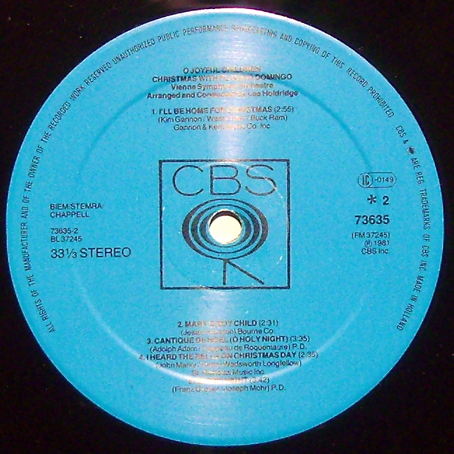 CBS 73635 - Placido Domingo, Wiener Symphoniker - Christmas With - Image 3