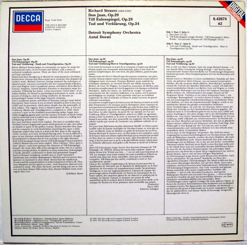 DECCA 6.42674 - Richard Strauss, Detroit Symphony Orchestra, Ant - Image 2
