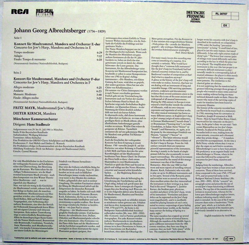 RCA Red Seal 91 051-3 - Johann Georg Albrechtsberger, Münchener - Image 2