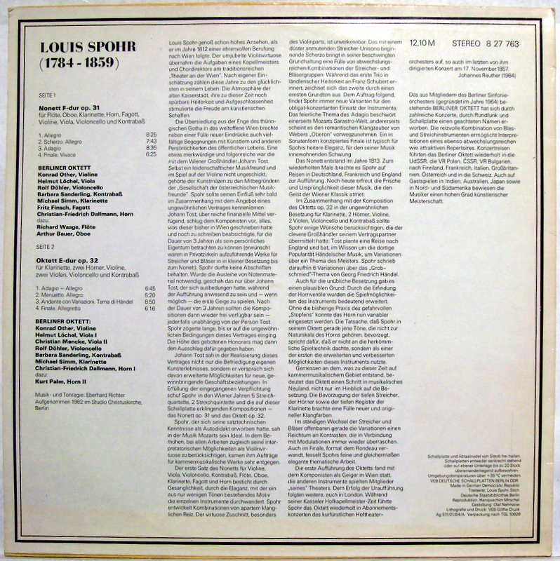 Eterna 8 27 763 - Louis Spohr, Berliner Oktett - Nonett F-dur Op - Image 2