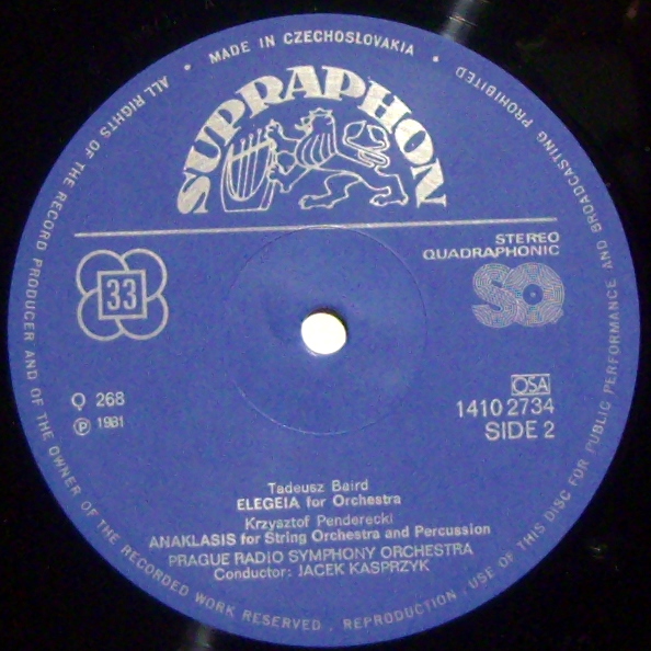 Supraphon 1410 2734 - Krzysztof Penderecki, Witold Lutoslawski, - Image 3