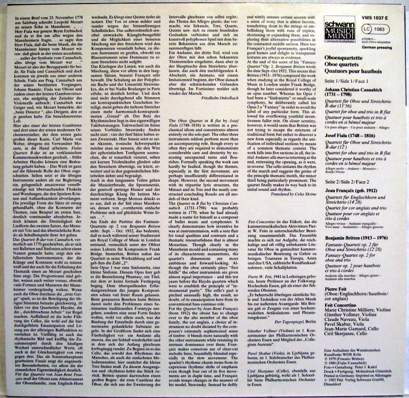 Schwann Musica Mundi VMS 1037 E - Josef Fiala (2), Christian Can - Image 2