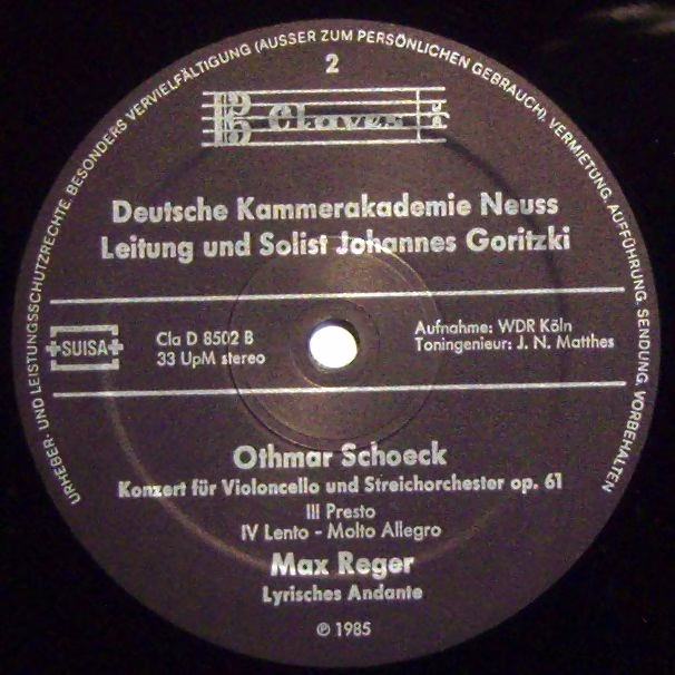 Claves D 8502 - Othmar Schoeck, Max Reger, Deutsche Kammerakadem - Image 3