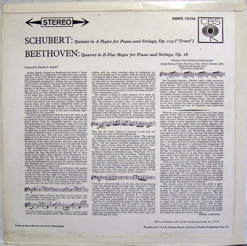 CBS SBRG 72134 - Franz Schubert, Ludwig van Beethoven, Joseph Ro - Image 2