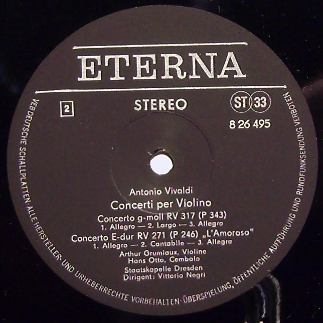 Eterna 8 26 495 - Antonio Vivaldi, Arthur Grumiaux, Staatskapell - Image 3