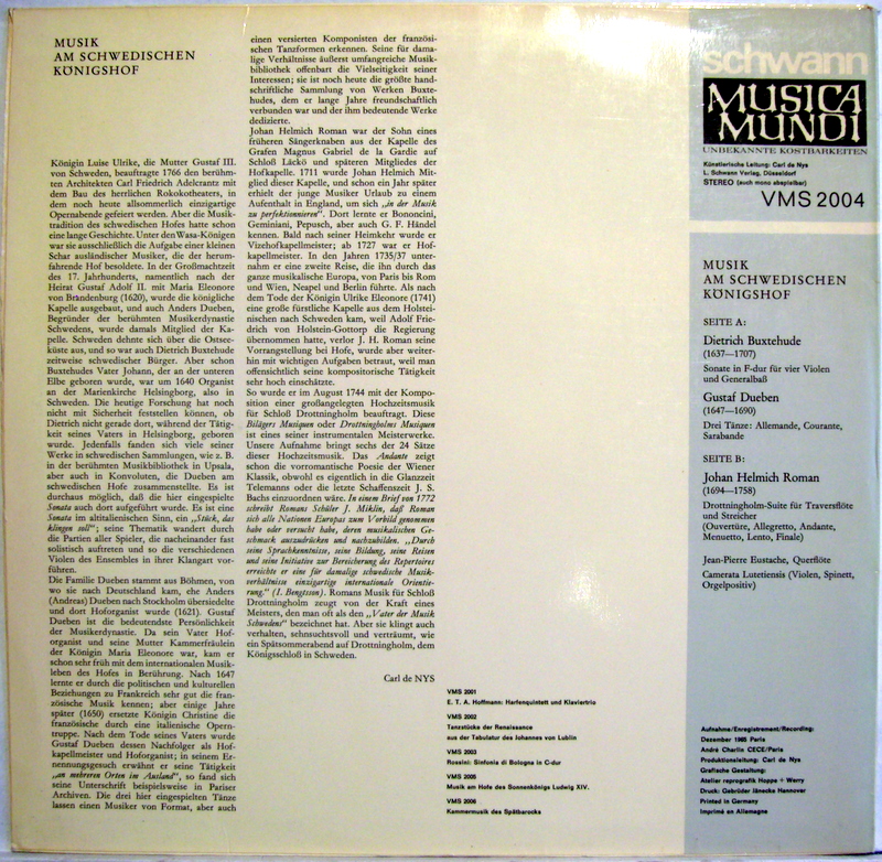 Schwann Musica Mundi VMS 2004 - Camerata Lutetiensis, Jean-Pierr - Image 2