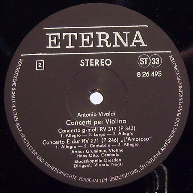 Eterna 8 26 495 - Antonio Vivaldi, Arthur Grumiaux, Staatskapell - Image 3