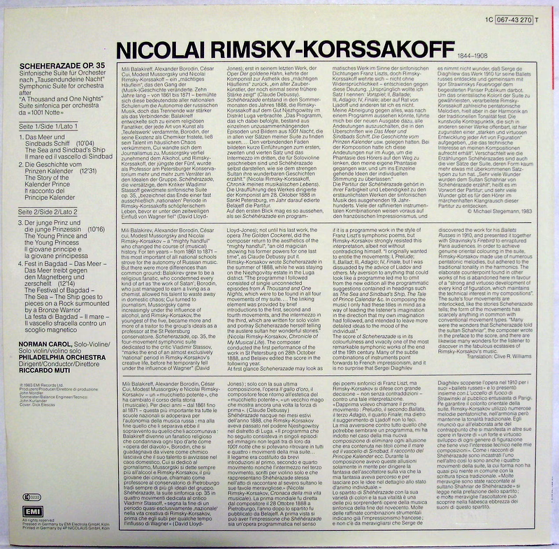 His Master's Voice ASD 4188 - Nikolai Rimsky-Korsakov, Riccardo - Image 2
