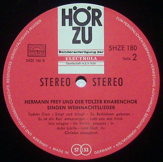 HÖR ZU SHZE 180 - Hermann Prey, Tölzer Knabenchor - Weihnachtsli - Image 3