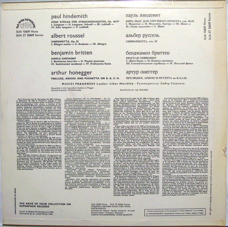 Supraphon SUA ST 50609 - Musici Pragenses - Music For Chamber Or - Image 2