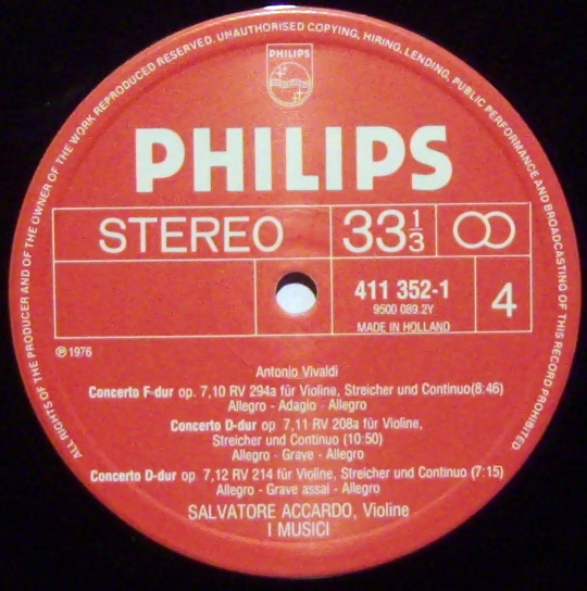 Philips 411350-1 - Salvatore Accardo, Heinz Holliger, I Musici, - Image 3