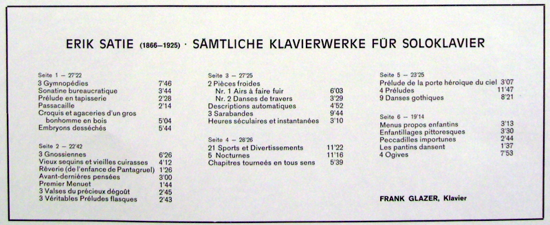 FSM FSM 93 005 - Erik Satie, Frank Glazer - Sämtliche Klavierwer - Image 2