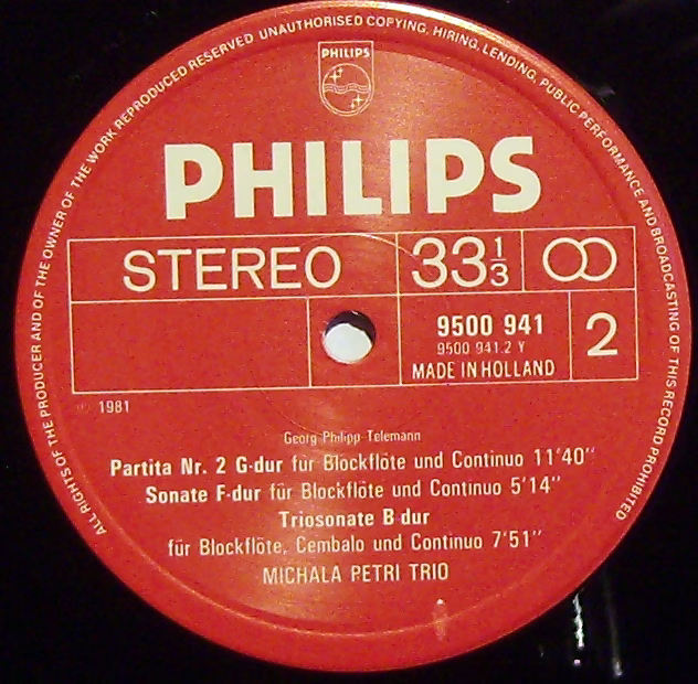 Philips 9500 941 - Georg Philipp Telemann, Michala Petri Trio - - Image 3