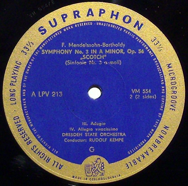 Supraphon LPV 213 - Felix Mendelssohn-Bartholdy, Staatskapelle D - Image 3