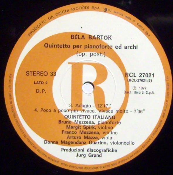 Ricordi RCL 27021 - Quintetto Italiano, Béla Bartók - Quintetto - Image 3