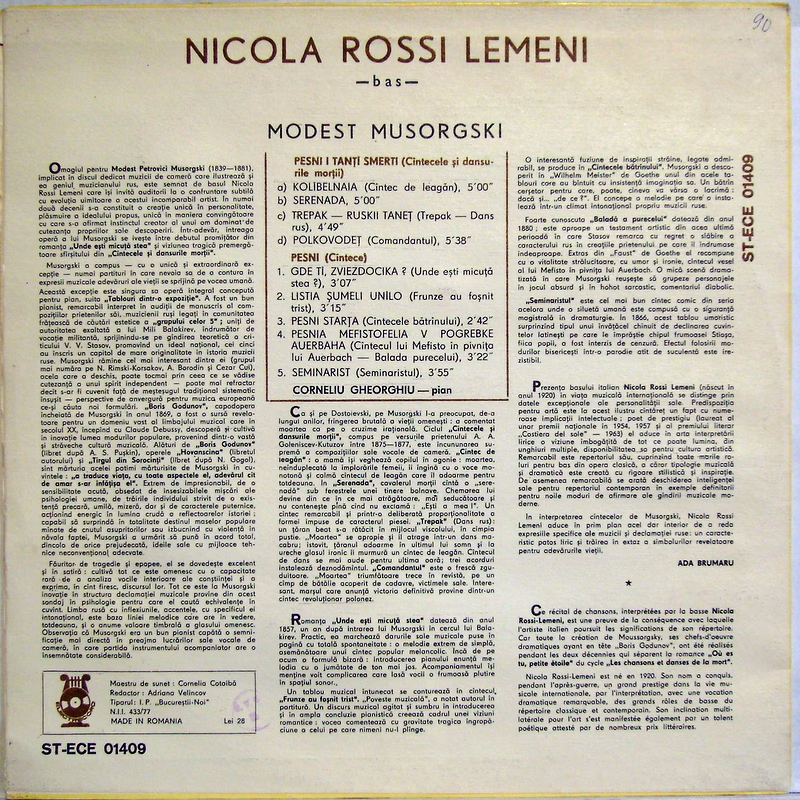 Electrecord ST-ECE 01409 - Modest Mussorgsky, Nicola Rossi-Lemen - Image 2