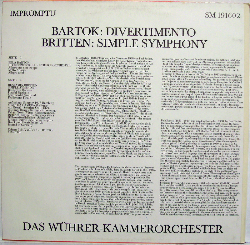 Impromptu SM 191602 - Benjamin Britten, Béla Bartók, Das Wührer- - Image 2