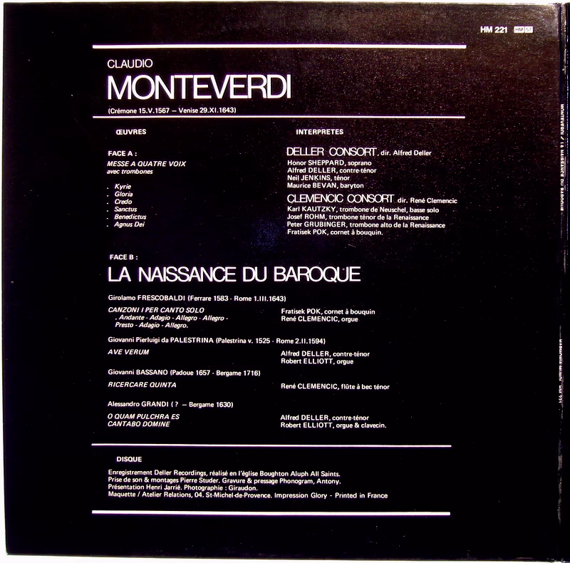 harmonia mundi France HM 221 - Claudio Monteverdi, Alessandro Gr - Image 2