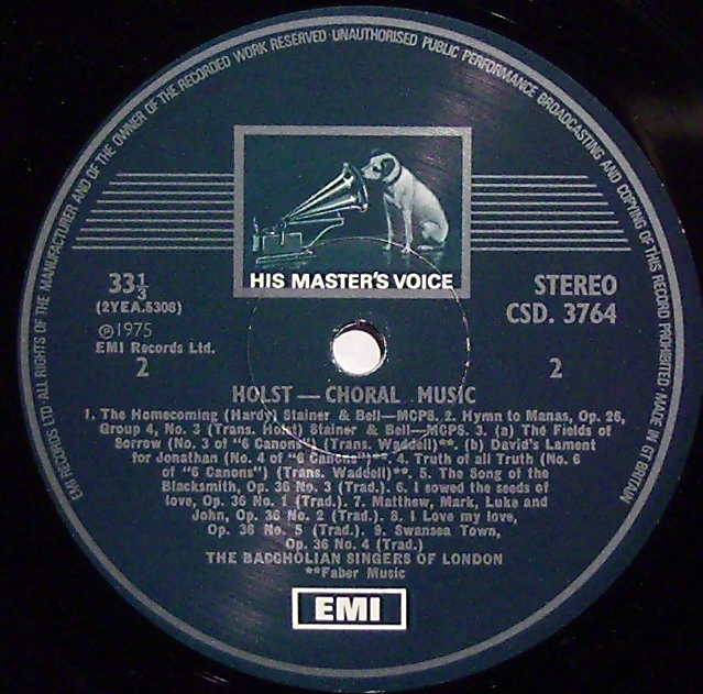 His Master's Voice CSD 3764 - Gustav Holst, The Baccholian Singe - Image 3