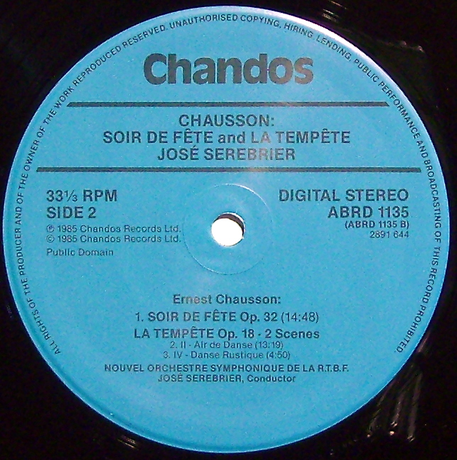 Chandos ABRD 1135 - Ernest Chausson, Jose Serebrier, Belgian Rad - Image 4