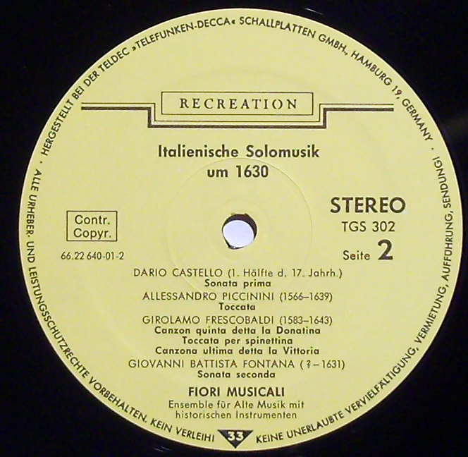 Recreation (2) TGS 302 - Dario Castello, Giovanni Battista Fonta - Image 3