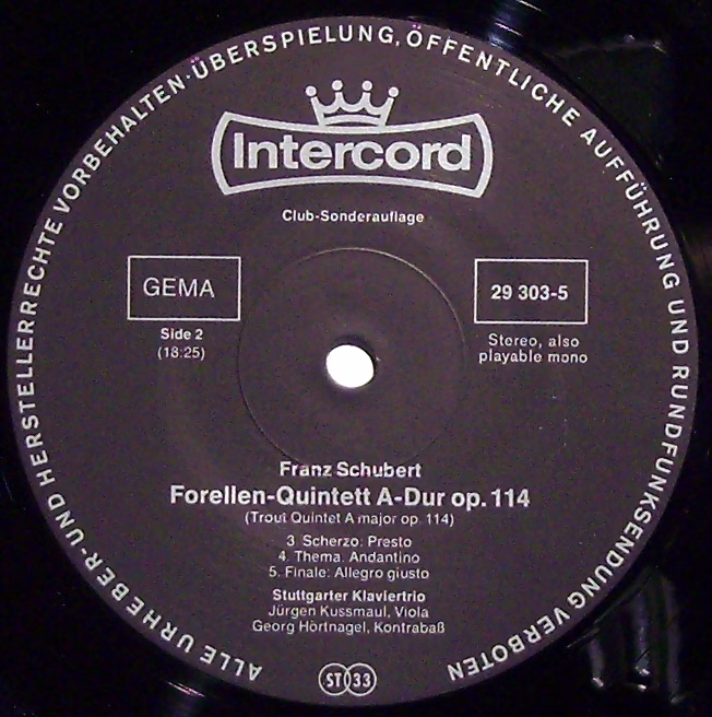 Intercord 29 303-5 - Franz Schubert, Stuttgarter Klaviertrio - F - Image 3