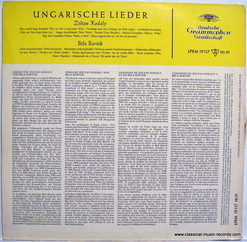 Deutsche Grammophon LPEM 19 117 - Zoltán Kodály, Béla Bartók, Pa - Image 2