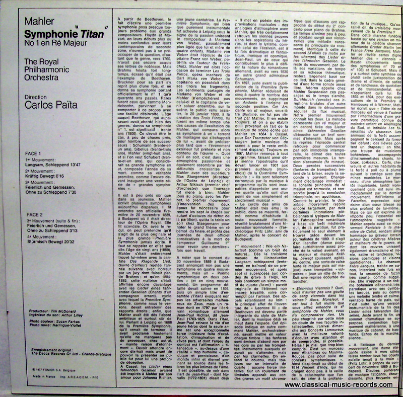 DECCA PFSI 4402 - Gustav Mahler, Carlos Païta, Royal Philharmoni - Image 2