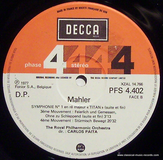 DECCA PFSI 4402 - Gustav Mahler, Carlos Païta, Royal Philharmoni - Image 3