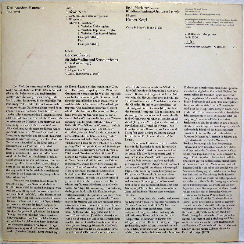 Eterna 8 26 279 - Karl Amadeus Hartmann, Egon Morbitzer, Rundfun - Image 2