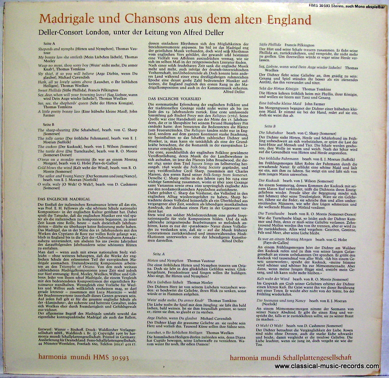 Harmonia Mundi HMS 30 593 - Deller Consort, Alfred Deller - Madr - Image 2