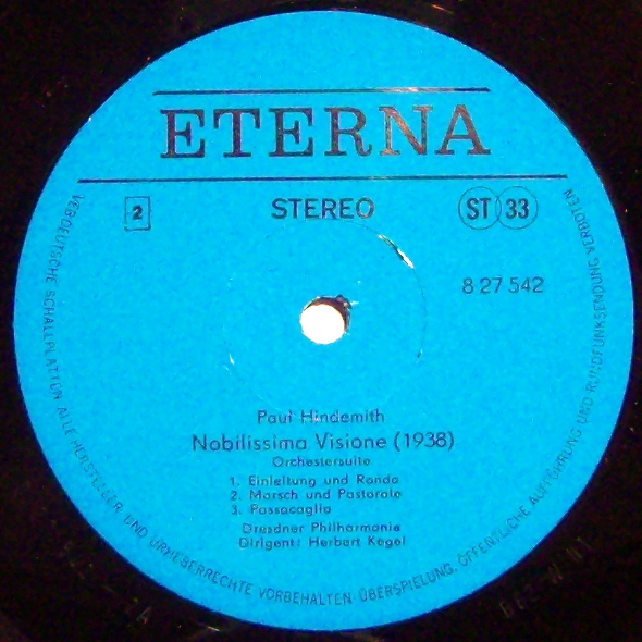 Eterna 8 27 542 - Paul Hindemith, Dresdner Philharmonie, Herbert - Image 3