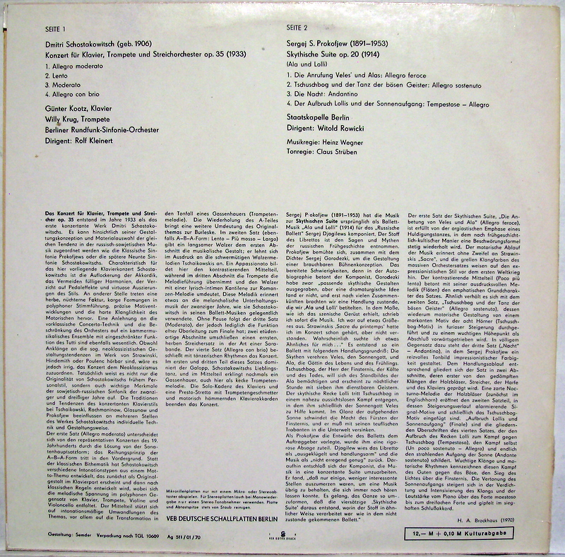 Eterna 8 26 051 - Dmitri Shostakovich, Sergei Prokofiev, Günter - Image 2