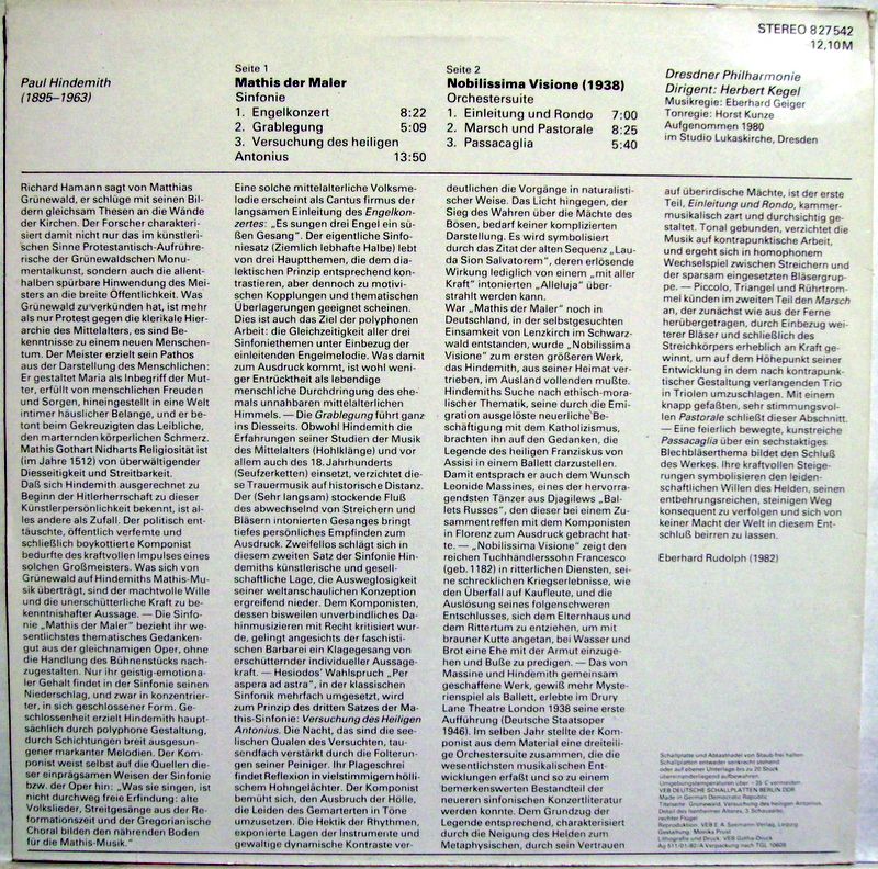 Eterna 8 27 542 - Paul Hindemith, Dresdner Philharmonie, Herbert - Image 2