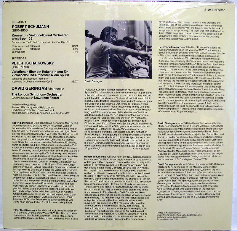 Orbis 31 247 0 - David Geringas, Lawrence Foster, London Symphon - Image 2