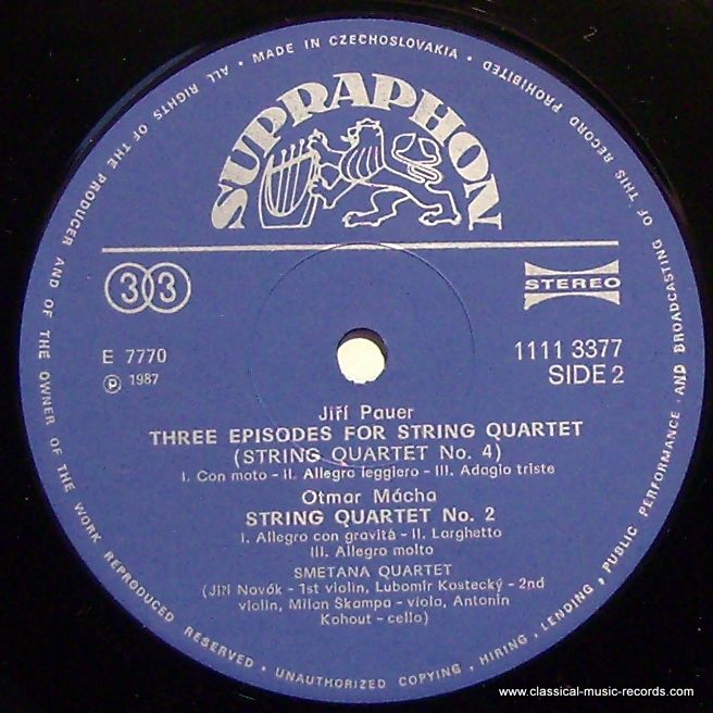 Supraphon 1111 3377 - Petr Eben, Smetana Quartet, Otmar Mácha, J - Image 4