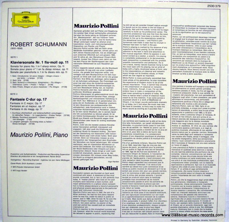 Deutsche Grammophon 2530 379 - Maurizio Pollini, Robert Schumann - Image 2