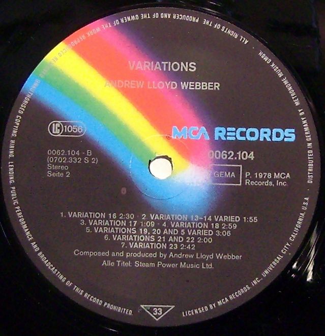 MCA Records 0062.104 - Andrew Lloyd Webber - Variations - Image 6
