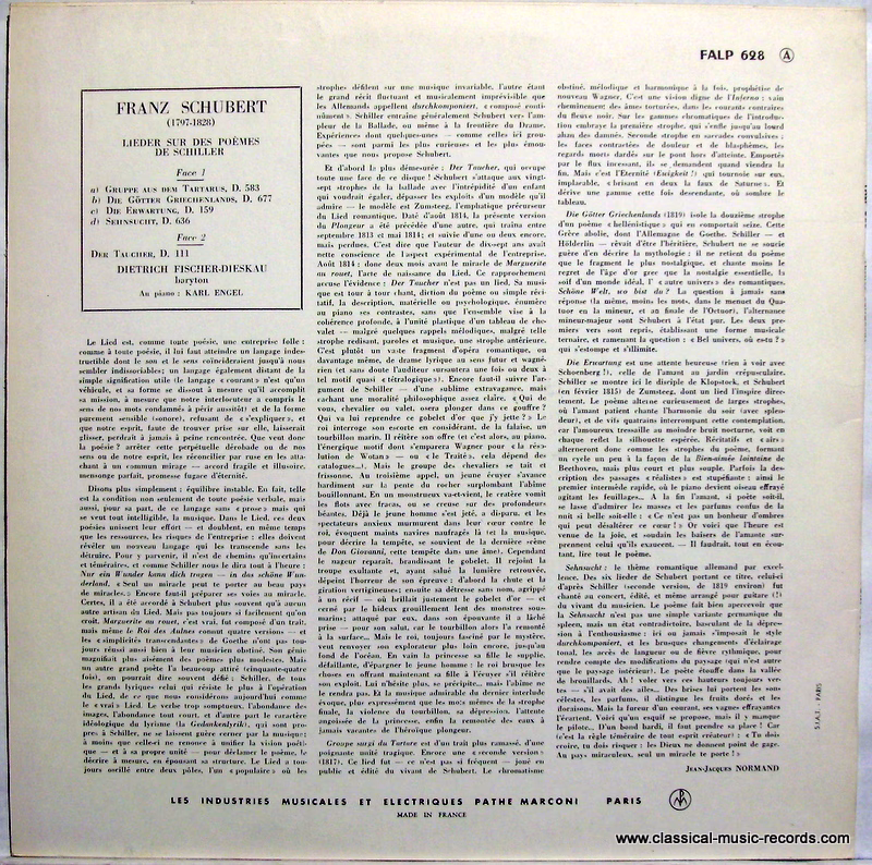 La Voix De Son Maître FALP 628 - Franz Schubert, Dietrich Fische - Image 2