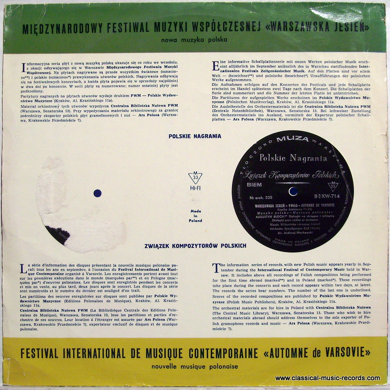 Polskie Nagrania Muza SX 1208 - Augustyn Bloch, Wanda Wilkomirsk - Image 2