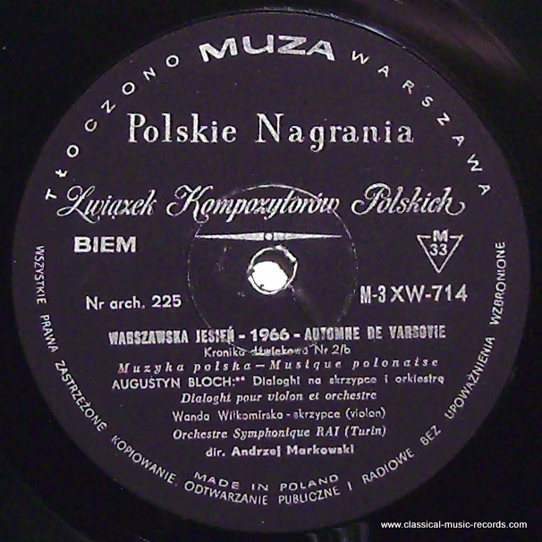 Polskie Nagrania Muza SX 1208 - Augustyn Bloch, Wanda Wilkomirsk - Image 3