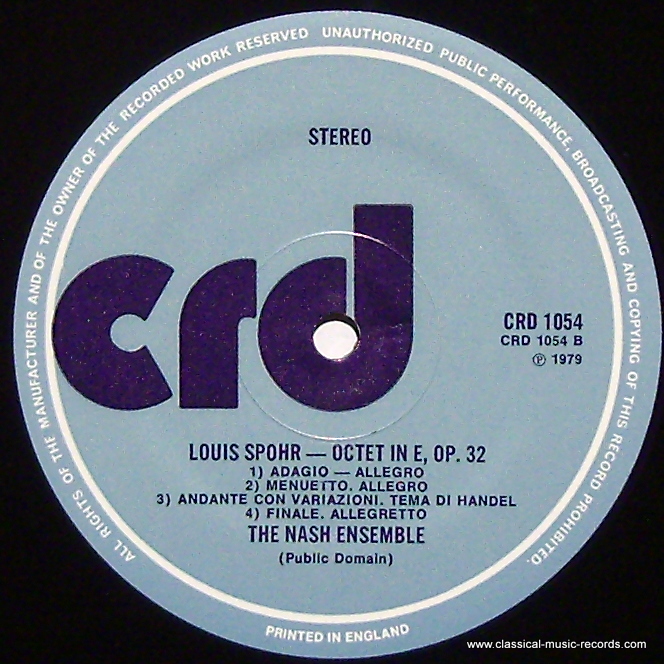 CRD Records CRD 1054 - Louis Spohr, The Nash Ensemble - Nonet In - Image 3