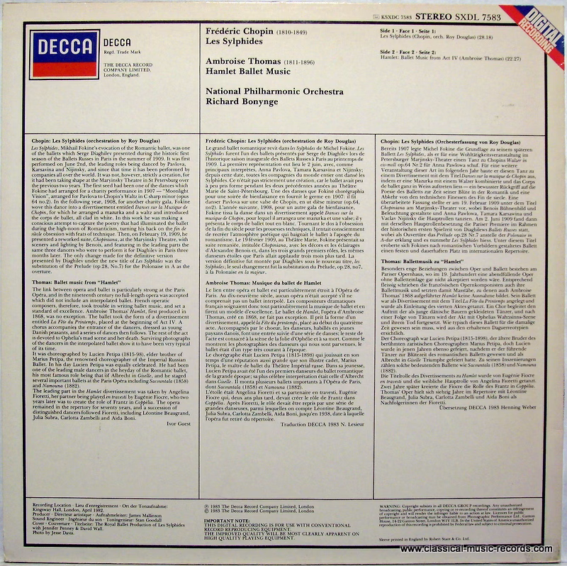 DECCA SXDL 7583 - Frédéric Chopin, Ambroise Thomas, National Phi - Image 2