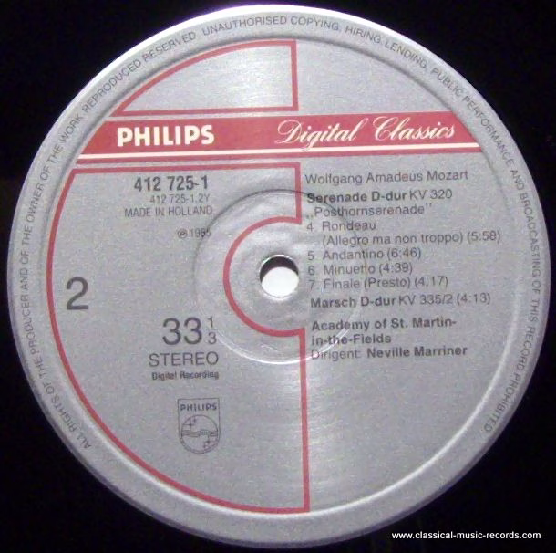 Philips Digital Classics 412 725-1 - Wolfgang Amadeus Mozart, Si - Image 3